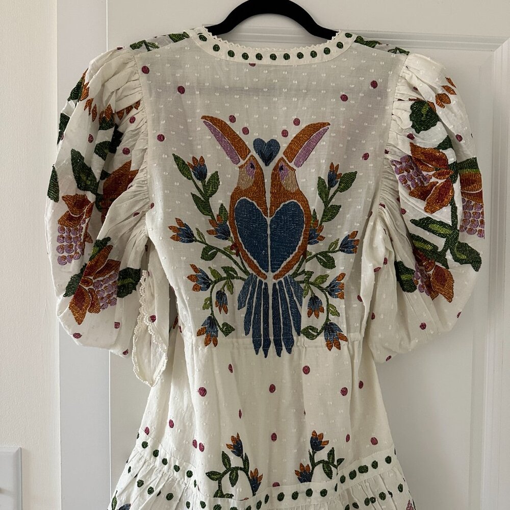 FARM Rio White Floral Mini Dress with Multicolor Embroidery - Picture 11 of 16